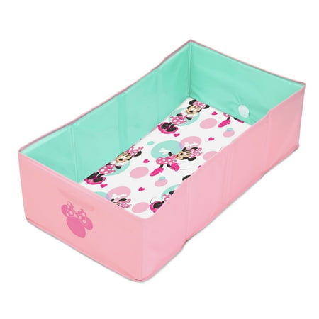 Bright Starts Disney Baby Minnie Mouse TuckAway Travel Tub, Foldable & Portable, Infant to Toddler
