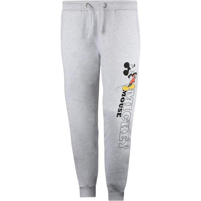 Disney - Pantalón de Chándal Hello Diseño Jaspeada Mickey Mouse para Mujer (Gris Claro)