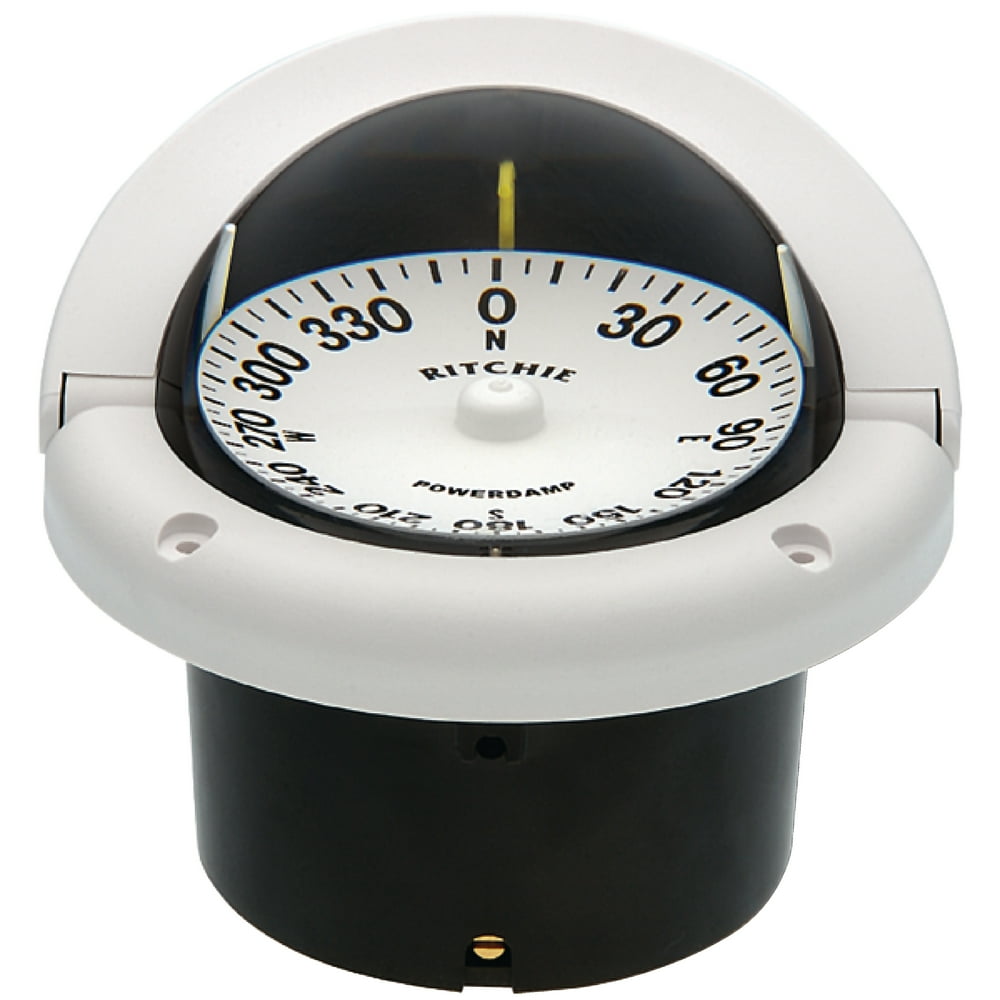 Ritchie HF742W Helmsman White Flat Dial Boat Compass with Green Light