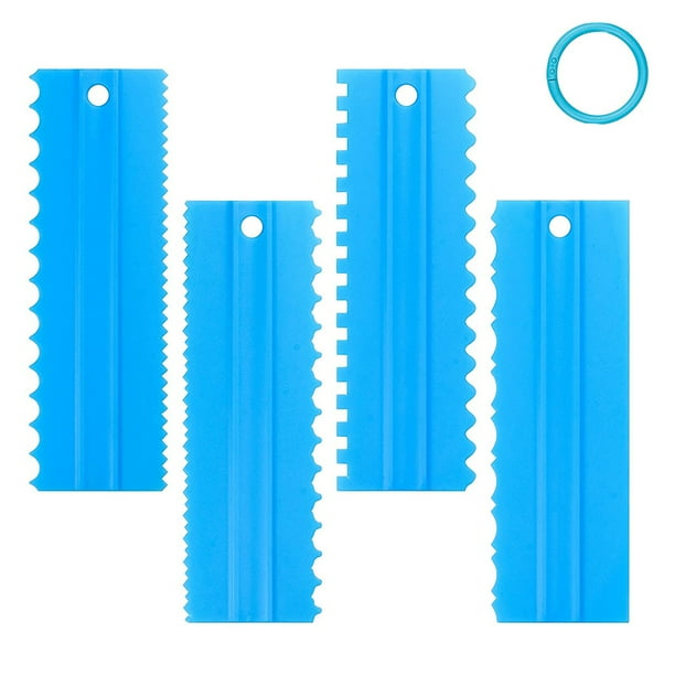 Raspador de pasteles para decoración, peine de dientes de sierra de plástico, mousse, mantequilla, crema, herramientas para bordes de pasteles, glaseado de pasteles de dientes de sierra de plástico,