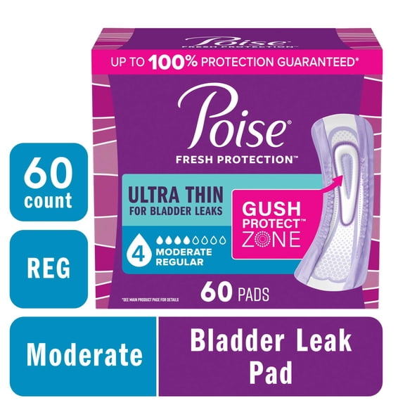 Poise Ultra Thin Incontinence/Bladder Control Pads, Moderate Absorbency