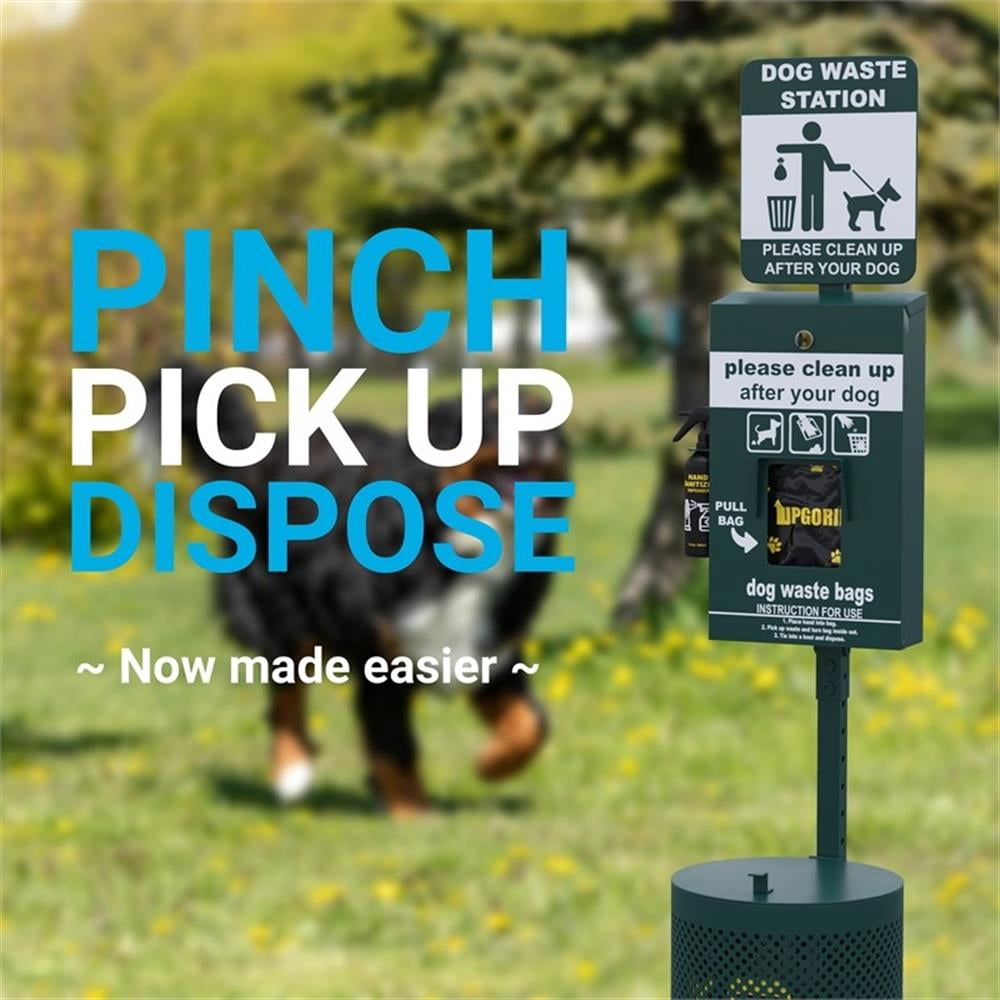 Pemberly Row Mountable Locking Pull Out Pet Waste Bag Dispenser with Sanitizer