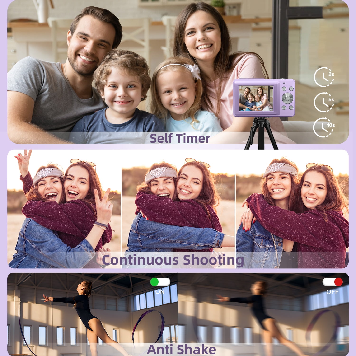 Digital Camera, FHD 1080P, Digital Point and Shoot, 44MP for Vlogging with Anti Shake 16X Zoom, Compact, Small for Children Teens Students Seniors