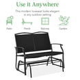 thumbnail image 5 of 2-Person Outdoor Patio Swing Glider Steel Bench Loveseat Rocker for Deck, Porch w/Textilene Fabric, Steel Frame - Black, 5 of 5