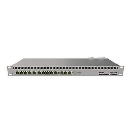 mikrotik routerboard 1100ahx4 dude edition with 13 gigabit ethernet ports, rs232 serial port and dual redundant power supplies (rb1100ahx4)