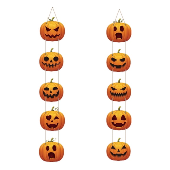 2D Halloween Pumpkin Hanging Sign DIY Front Door Porch Decor Scary Pumpkin Face Banners Indoor Outdoor Wall Yard Halloween Party Decorations