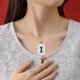 thumbnail image 4 of Collar de 26 letras huecas, collar de acero de titanio con letras huecas, ropa para hombres y mujeres, accesorios de acero inoxidable., 4 of 4