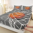 thumbnail image 4 of Castle Fairy Gray Basketball Hoop Print Bed Sheets 4-Piece, Court Line Design Full Size Sheets, Gray Orange White,1 Fitted Sheet, 1 Flat Sheet and 2 Pillowcases, 4 of 6