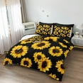 thumbnail image 2 of Black Sunflower Comforter Set King Size 8 Pieces Bed in a Bag Yellow Flower Design Bedding with 1 Comforter, 4 Pillowcase, 1 Flat Sheet, 1 Fitted Sheet, 1 Cushion Cover, 2 of 8