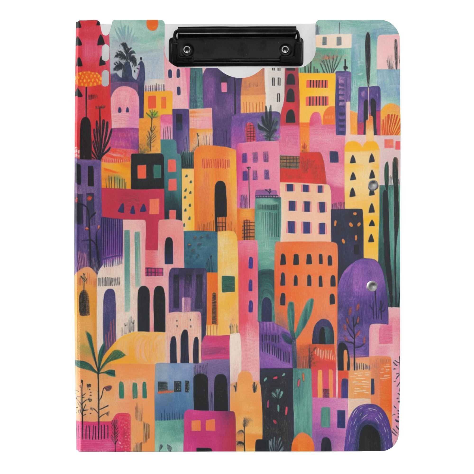 FORMRS A4 Clipboard Folder with Pen Holder Horizontal Foldable School Office Binder, Art Buildings