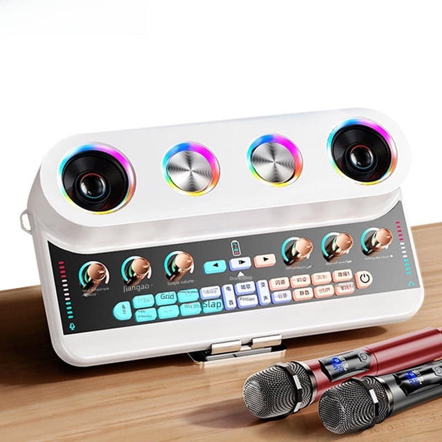 Tarjeta de sonido en vivo, equipo de transmisión en vivo de karaoke para toda la familia, tarjeta de sonido Bluetooth, altavoz