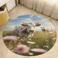 thumbnail image 5 of Farmhouse Highland Cow Funny Cattle And Flower Floral Medallion Round Rug - Small Round Area Rug, Soft Non-Slip Machine Washable Bedroom Mat Indoor Accent Entry Carpet for Office Desk Dorm Hallway, 5 of 7
