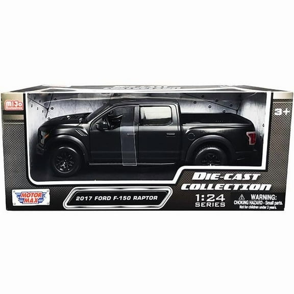 Motormax 79344mtbk 1-18 Scale 2017 Ford F-150 Raptor Pickup Truck with Sunroof Die-Cast Collection Diecast Model Car, Matt Black