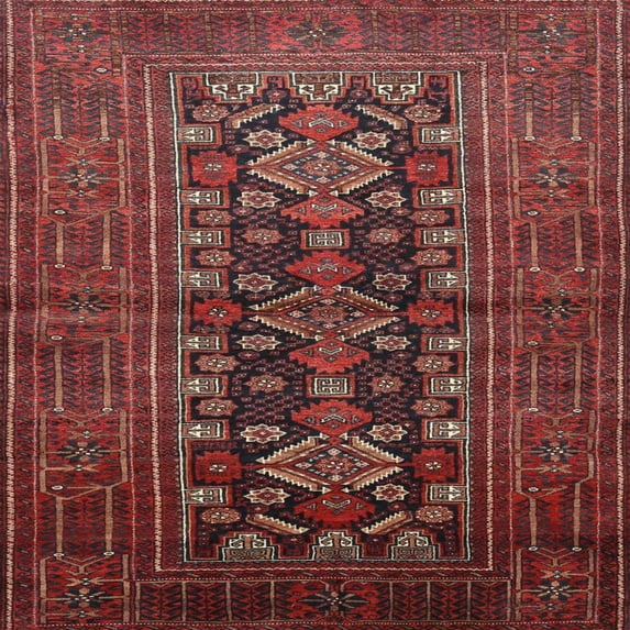 Ahgly Company Indoor Square Traditional Cherry Red Persian Area Rugs, 6' Square
