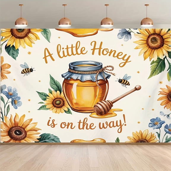 Bee Baby Shower Backdrop A Little Honey is on the Way Photography Background Sunflower Sweet Honeybee Gender Reveal Party Decorations Banner Supplies Photo Booth Props