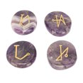 thumbnail image 5 of Piedras de palma grabadas, piedras de equilibrio de bolsillo portátiles redondas pulidas para meditación curativa Reiki, amatista, 5 of 5