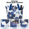 thumbnail image 2 of Tote Bag for Women - Blue Pioneer Flower Shoulder Bag - Large Utility Work Duffle Bag with Zipper Handbag for Travel, Work, Sprots, 2 of 5