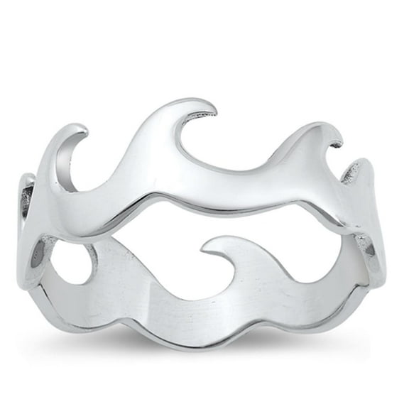 Wave Ocean Rebel Soul Ring .925 Sterling Silver Band Jewelry Female Male Unisex Size 9