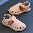 thumbnail image 3 of Toddler Girl Gladiator Strappy Sandals Kids Summer Open Toe Adjustable Ankle Strap Outfoor Lightweight Soft Sole Flat Shoes Pink 5 Toddler, 3 of 6