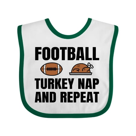 

Inktastic Thanskgiving Football Turkey Nap and Repeat Gift Baby Boy or Baby Girl Bib