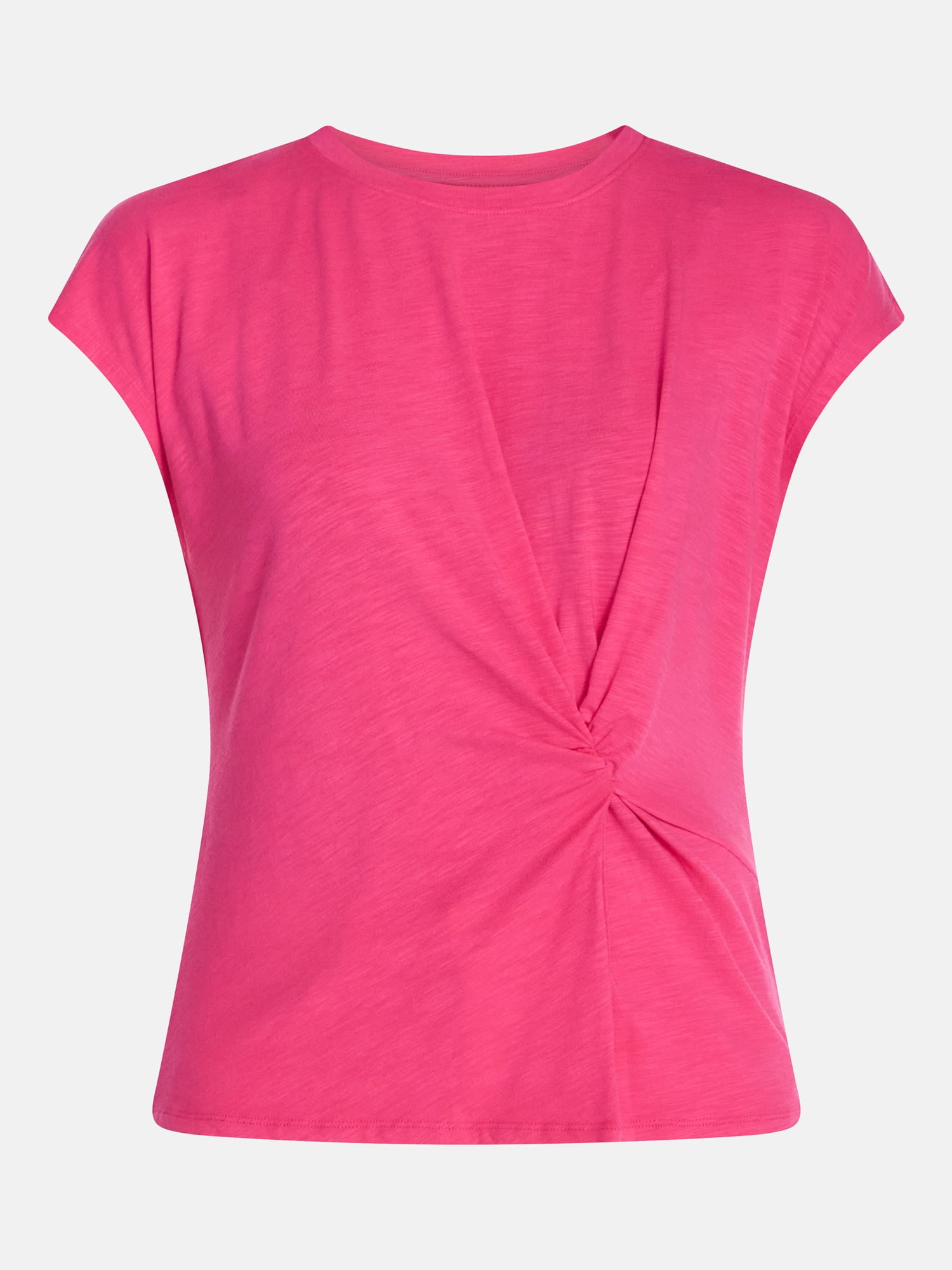 Time and Tru Women's Twist-Front Tee with Short Sleeves, Sizes XS-XXXL
