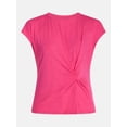 thumbnail image 6 of Time and Tru Women's Twist-Front Tee with Short Sleeves, Sizes XS-XXXL, 6 of 6
