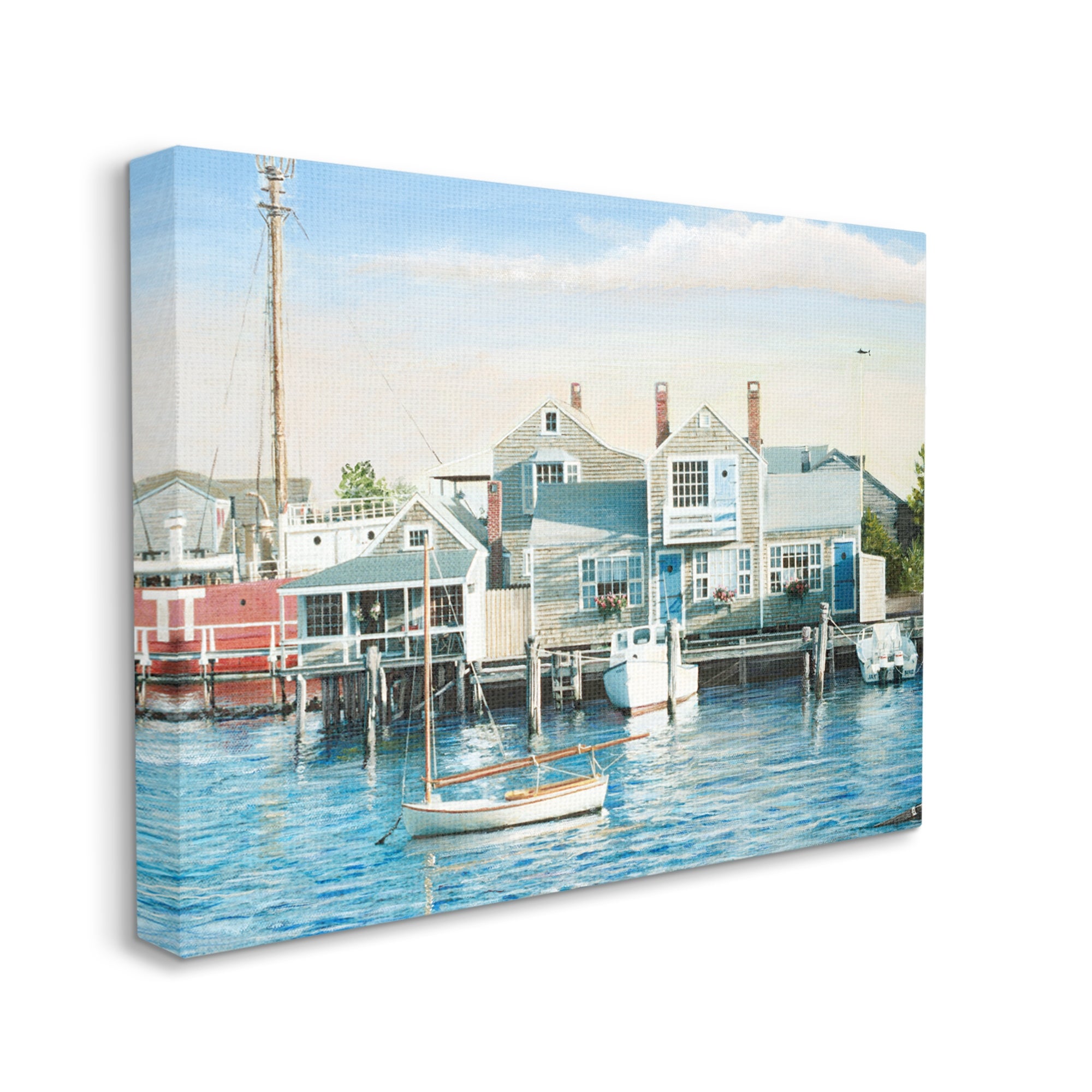 Stupell Industries Relaxing Boats Floating Harbor Marina Ocean Town Photograph Gallery Wrapped Canvas Print Wall Art, Design by Tom Mielko