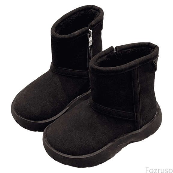 Fozruso Boys Winter Snow Boots Slip Insulated Warm Short Booties For Toddler Kids Outdoor Activities For 4 To 11 Years Old,Side Zipper Combat Boots Sizes 10 Little Kid(4-4.5 Years)