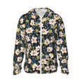 thumbnail image 2 of Uemuo Flowers Pattern Women's Full Zip UPF 50+ Sun Protection Hoodie Jacket Long Sleeve Sun Shirt Hiking Outdoor Performance with Pockets-X-Large, 2 of 9