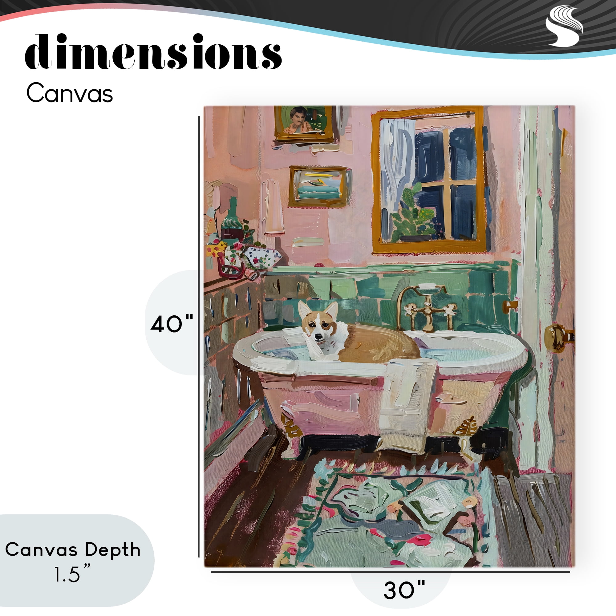 Stupell Industries Corgi in Pastel Tub Canvas Wall Art, design by The Prints Vibe