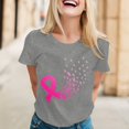 thumbnail image 4 of Breast Cancer Shirt Women Pink Ribbon Shirts Breast Cancer Awareness Tee Cancer Survivor Crewneck T-shirts Short Sleeve Tops (Grey, M), 4 of 6