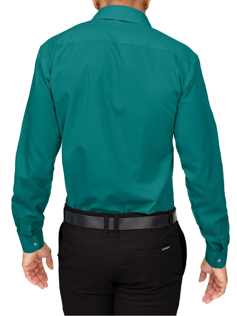 G-Style USA Men's Premium Quality Slim Fit Dress Shirt - Long Sleeve - Teal  - XL/17-17.5/32-33 - Walmart.com