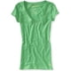 thumbnail image 1 of Aeropostale - Camiseta gráfica con cuello en V para mujer Bulldog, verde, grande, 1 of 1