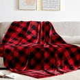 thumbnail image 2 of Fleece Throw Blankets, Buffalo Plaid Throw Blanket for Couch Sofa Bed, Soft Warm Fuzzy Cozy Plush Checkered Christmas Blanket, Lightweight Farmhouse Decor (Red & Black) Red and Black Plaid, 2 of 7
