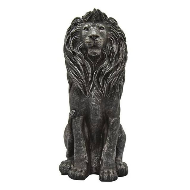Plutus Brands PBTH94029 Résine Lion Assis&44; Argent