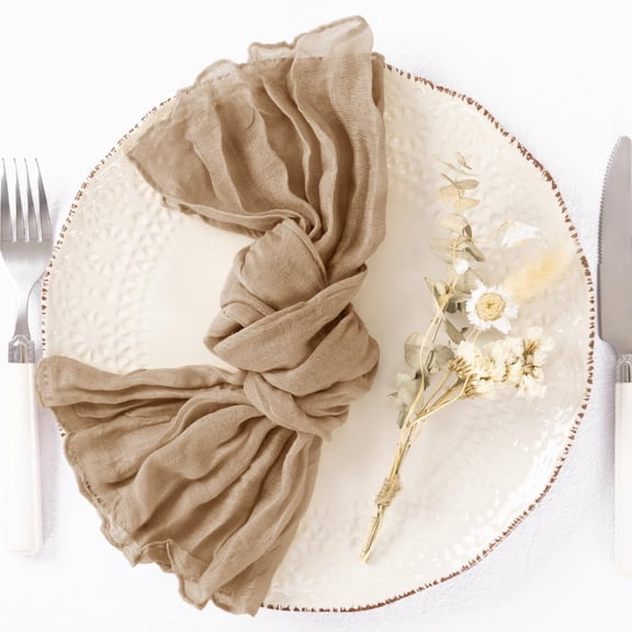 Xukmct Pack of 24 Cheesecloth Napkins 20 x 20 Inch Dinner Rustic Gauze Table Napkin for Weddings Parties Event Family Dinner Table Decoration