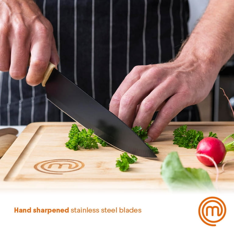 MasterChef Kitchen Knife Set with Block and Sharpener Plus Scissors, 15pc  Chef Knife Set of Professional Grade Kitchen Knives with Sharpened High