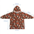 thumbnail image 7 of Red Mushroom White Brown Pattern Blanket Hoodies for Kids 6-13YR Oversize Wearable Blanket Hoodies for Boys Girls Teens, 7 of 7