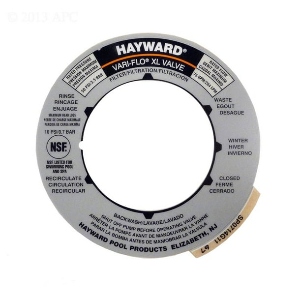 Gray MultiPort Pool Sand Filter Valve Round Label Plate