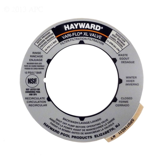 The Pool Supply Shop Multi-Port Valve Postion Label Plate - Gray
