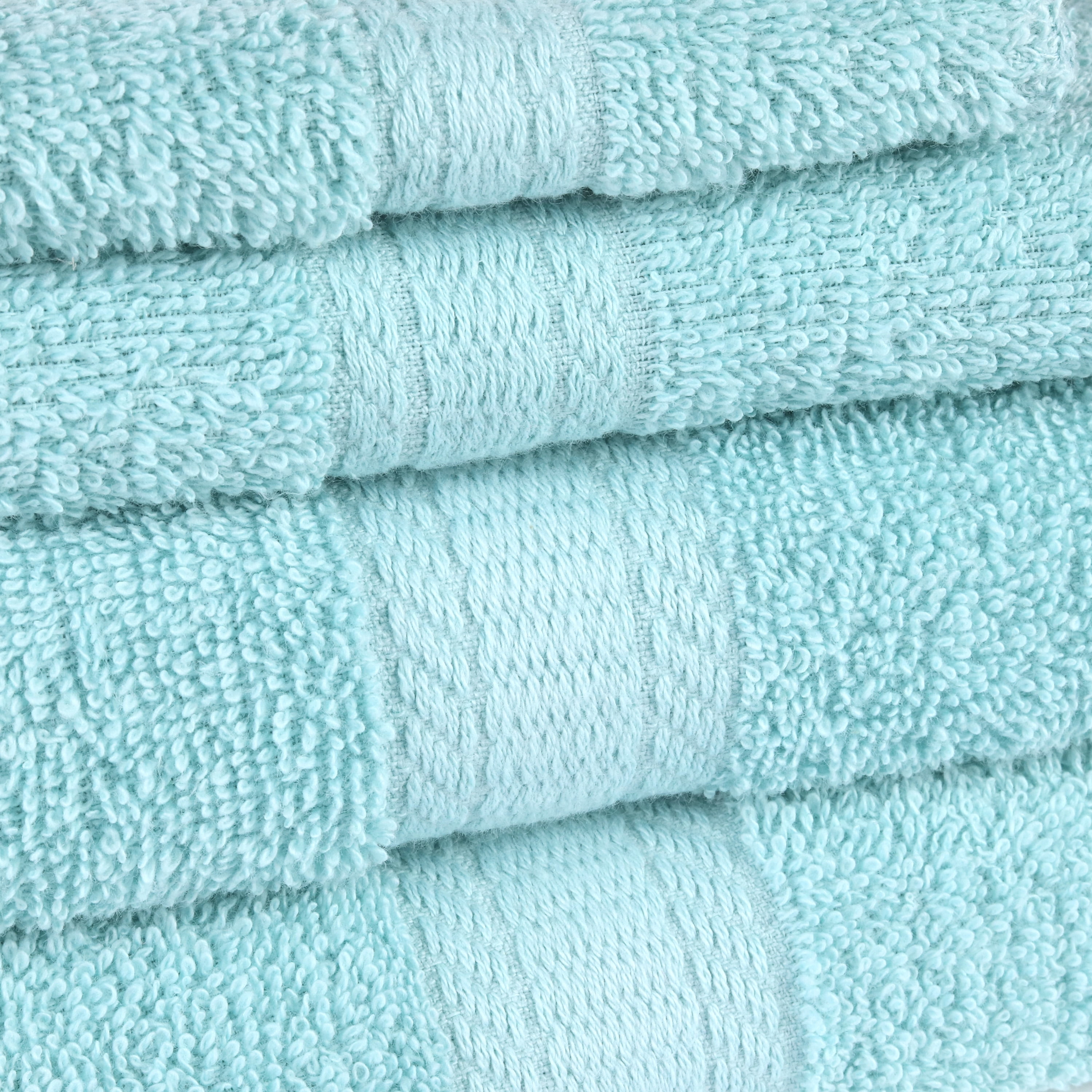 Mainstays 18 Piece 100% Cotton Towel Set, 4 Bath , 4 Hand and 10 Washcloths, Super Soft and Highly Absorbent Basic Solid Towel Set for Bathroom, Hotels, Spa and Gym – Aqua
