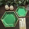 thumbnail image 6 of Balsa Circle 25 Hunter Emerald Green 9" Hexagon Disposable Salad Paper Plates Gold Trim Wedding Party, 6 of 8
