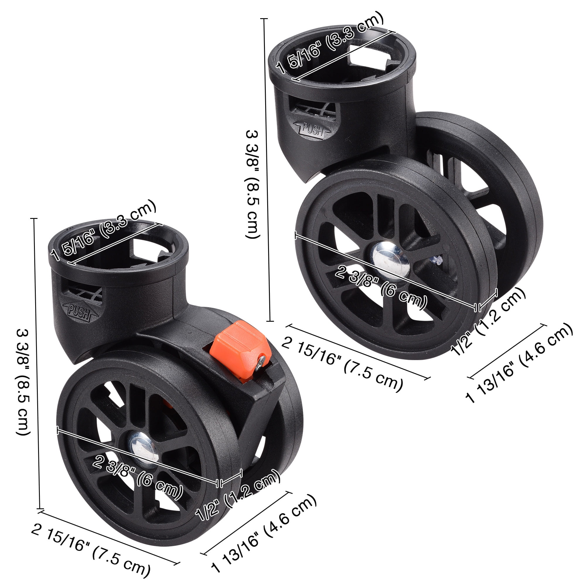 Byootique Set of 4 Swivel Replacement Wheel Caster with Locking Brake 360 Degree Rotate Caster for Makeup Case