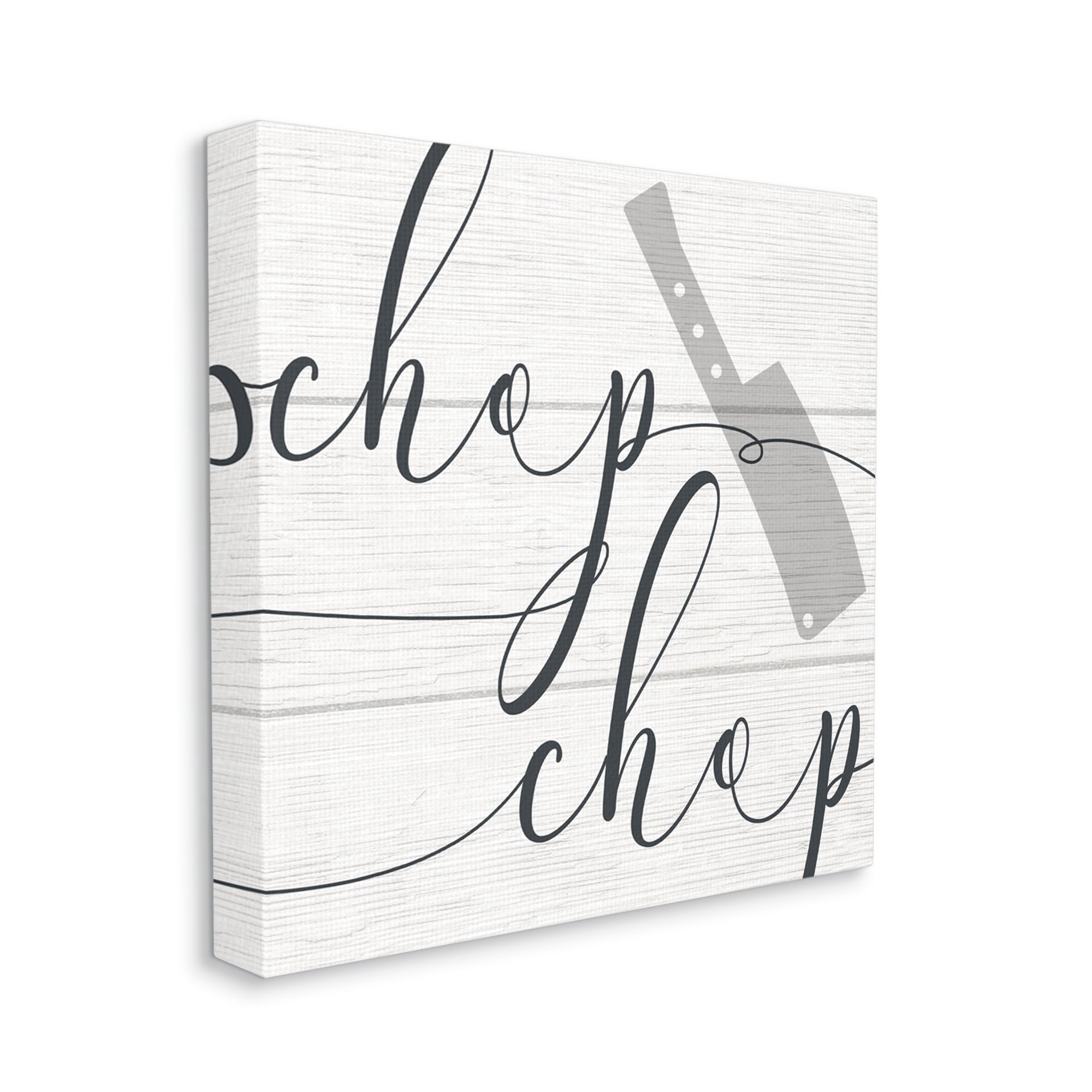 Stupell Industries Kitchen Chop Phrase Butcher Knife Plank Style Pattern,30 x 30,Designed by Daphne Polselli