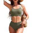thumbnail image 1 of Conjunto de bikini AI'MAGE para mujer, cintura alta, Tummy Control S, color verde militar, 1 of 6