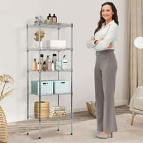 Dkelincs NSF Metal Shelf 5 Tier Wire Shelving Unit Adjustable Storage Shelves 17’’x12’’x48’’(LxWxH) Metal Rack for Kitchen, Office, 750 Lbs Weight Capacity, Chrome