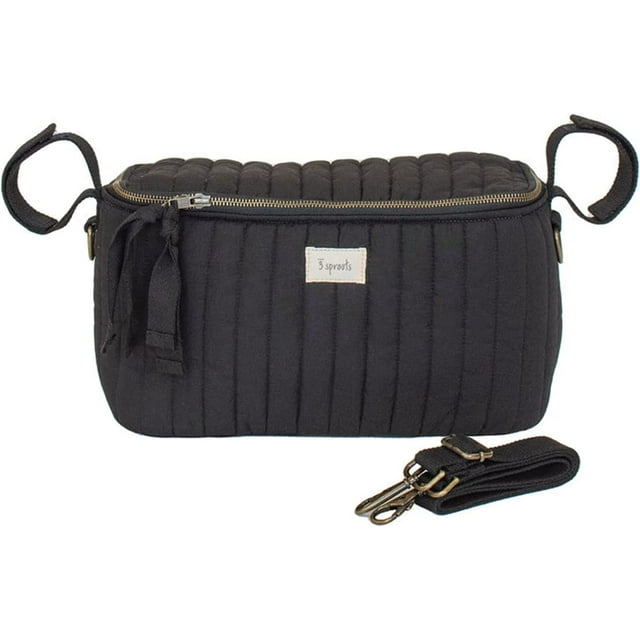 3 Sprouts Universal Quilted Stroller Caddy Organizer with 2 Cup Holders and Adjustable Shoulder Strap