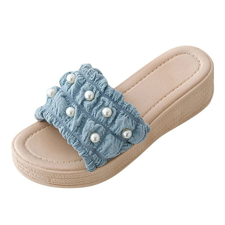 

Sandals Women Women Thick Soled Slope Heel Slippers Fashion One Word Slippers Sponge Shoes High Heeled Sandals Beach Sandals For Women Dressy Summer