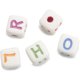Perles Alphabétiques 12mm 80/pkg-Blanc avec Lettres Multicolores – image 1 sur 1