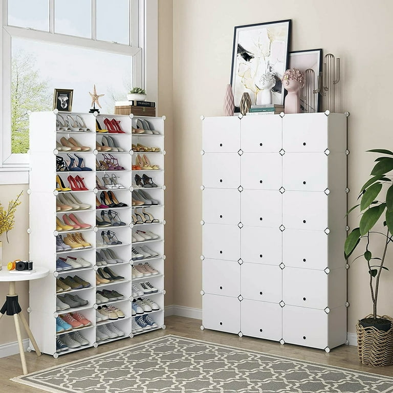 Ubesgoo 12 Tiers Shoe Rack Shelf 36 Cubes Shoe Storage Cabinet 72 Pairs Shoe Storage Organizer for Entryway Hallway Bedroom Living Room, White